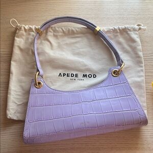 Apede Mod Lilac Croc-Embossed Shoulder Bag